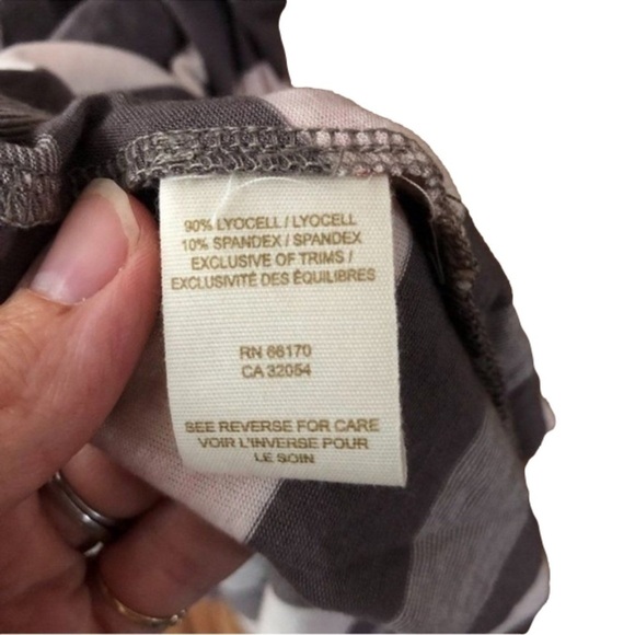 NWOT Free People Gray White Striped and Pink Floral Wrap Print Hippie Wrap Dress - Picture 14 of 16